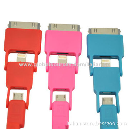 Multifunctional Retractable USB to 30 Pis 8 Pins and Micro Cable for Apple, Samsung
